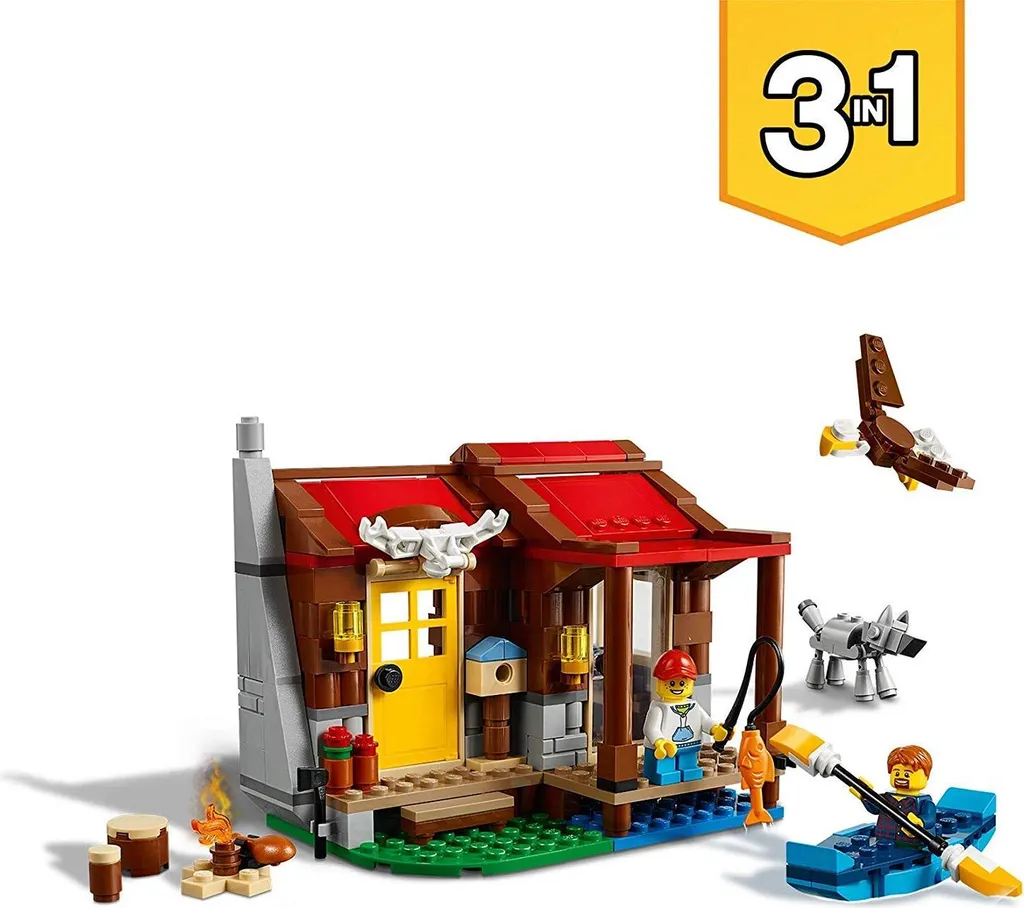 Maquette 3 en 1 LEGO Creator cabane forestière avec figurines d'animaux