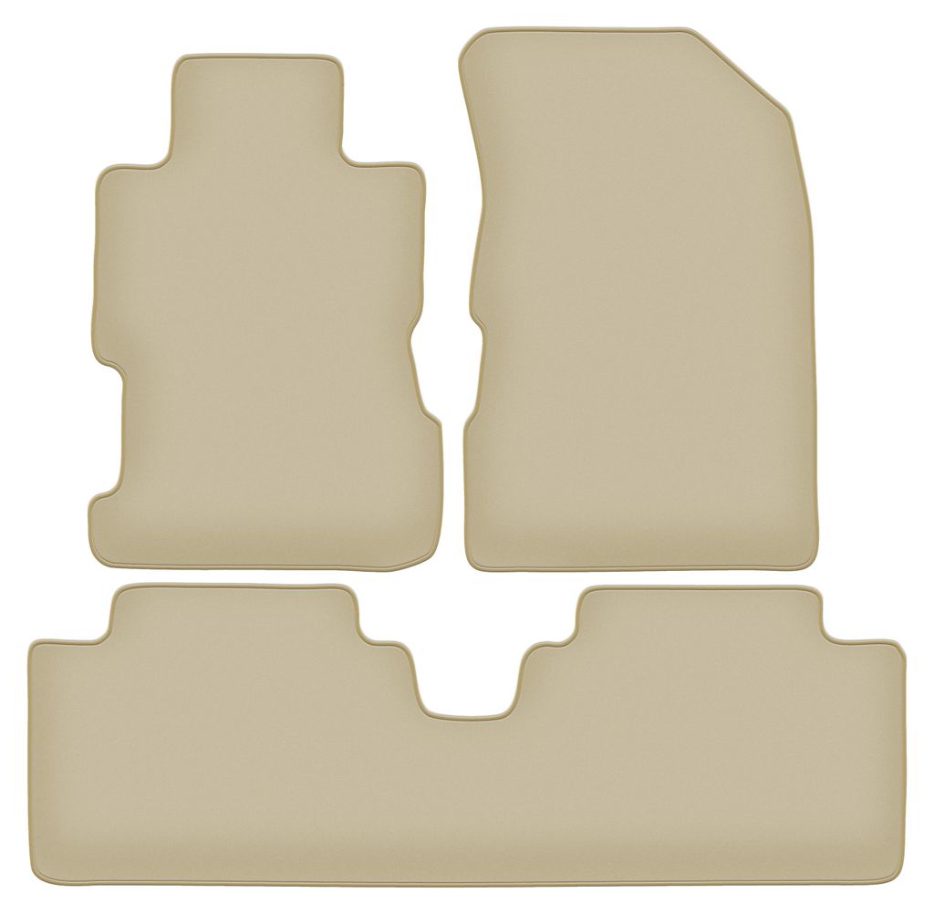 Velours-Fußmatten PREMIUM beige passend für Honda Civic VII (2001-2005, Limousine) – mit Befestigungen – passgenau