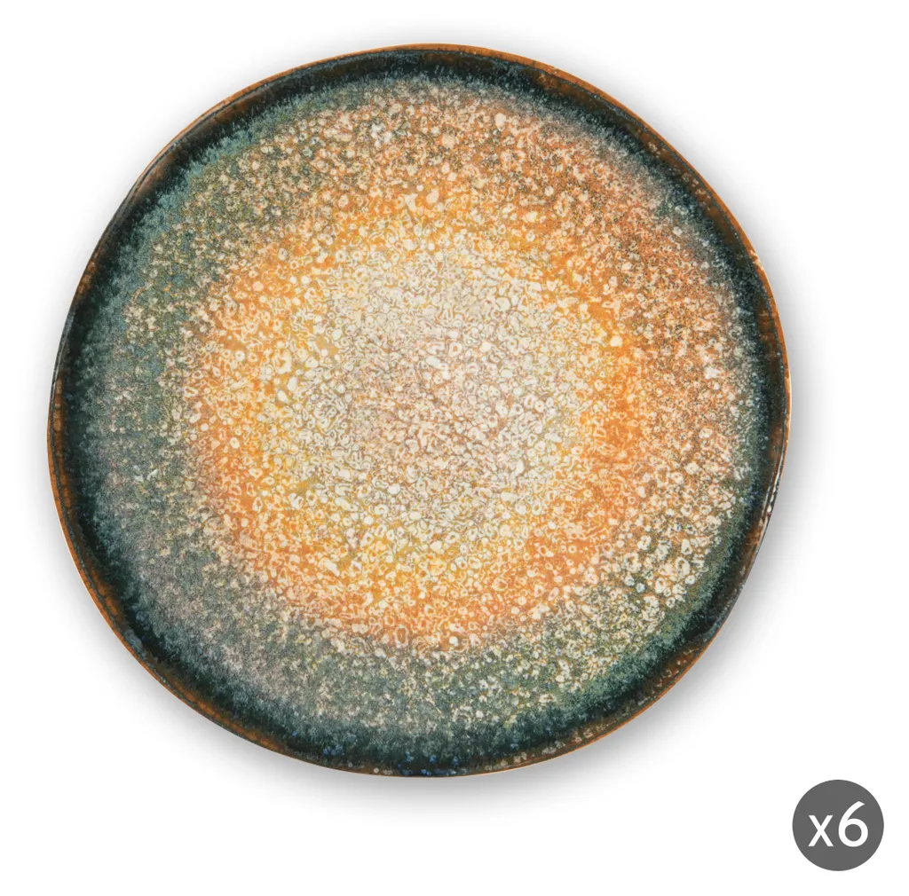 Offerta Set 6 Piatti Piani Excelsa Efesto 26cm Ceramica Colorata