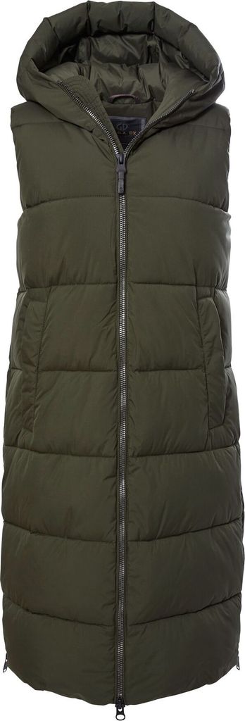 Killtec Steppweste lang für Damen mit Kapuze, Farbe:Olive, Größe:42