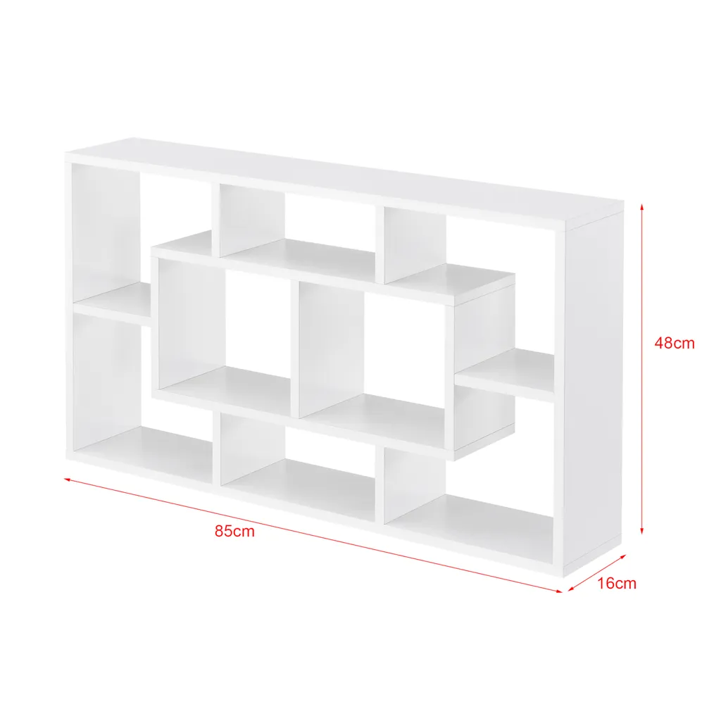 Étagère rétro blanc mat 8 compartiments pour déco et livres 85cm