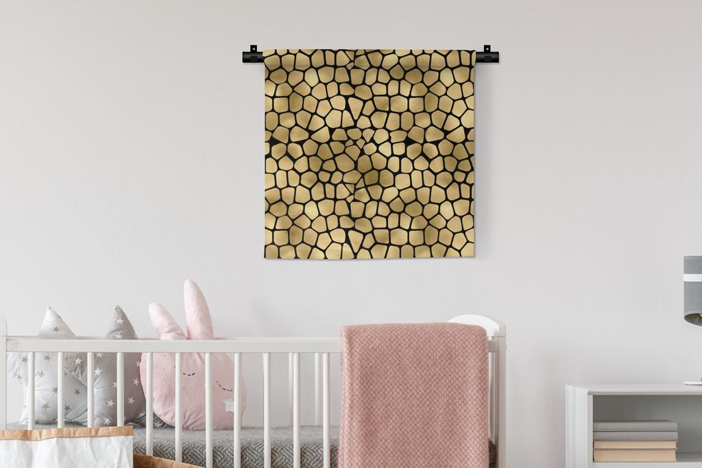 MuchoWow® Wandteppich Wandbehang Muster - Formen - Gold Produktbild 