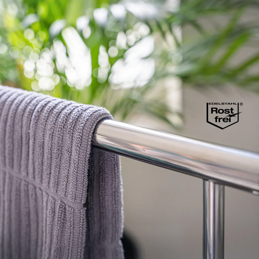 Support serviettes de bain 2 branches en acier chrome montage facile - 6