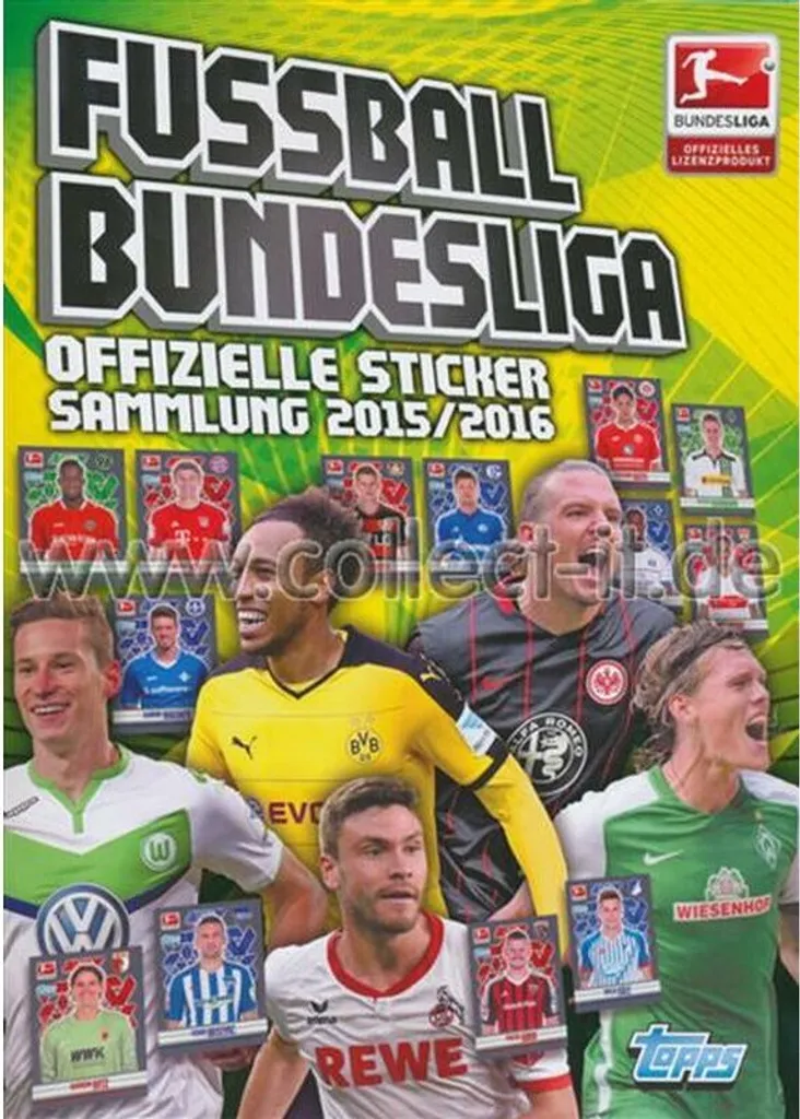 Album Bundesliga 2015/16 Topps avec Emplacements Autocollants Numérotés