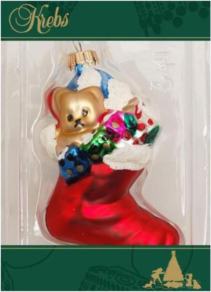 Krebs Glas Lauscha Weihnachtsbaumschmuck - Minifigur - Weihnachtssocke - aus Glas - ca. 9 cm