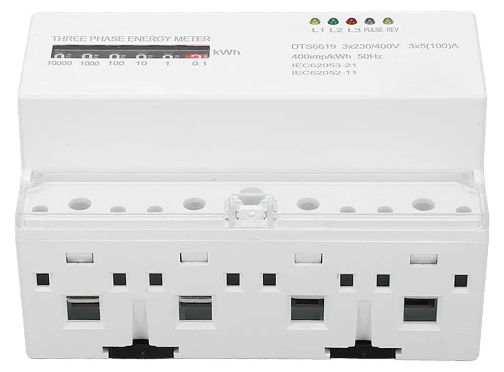 Compteur électrique triphasé rail DIN 4 fils 100A pour suivi d'énergie