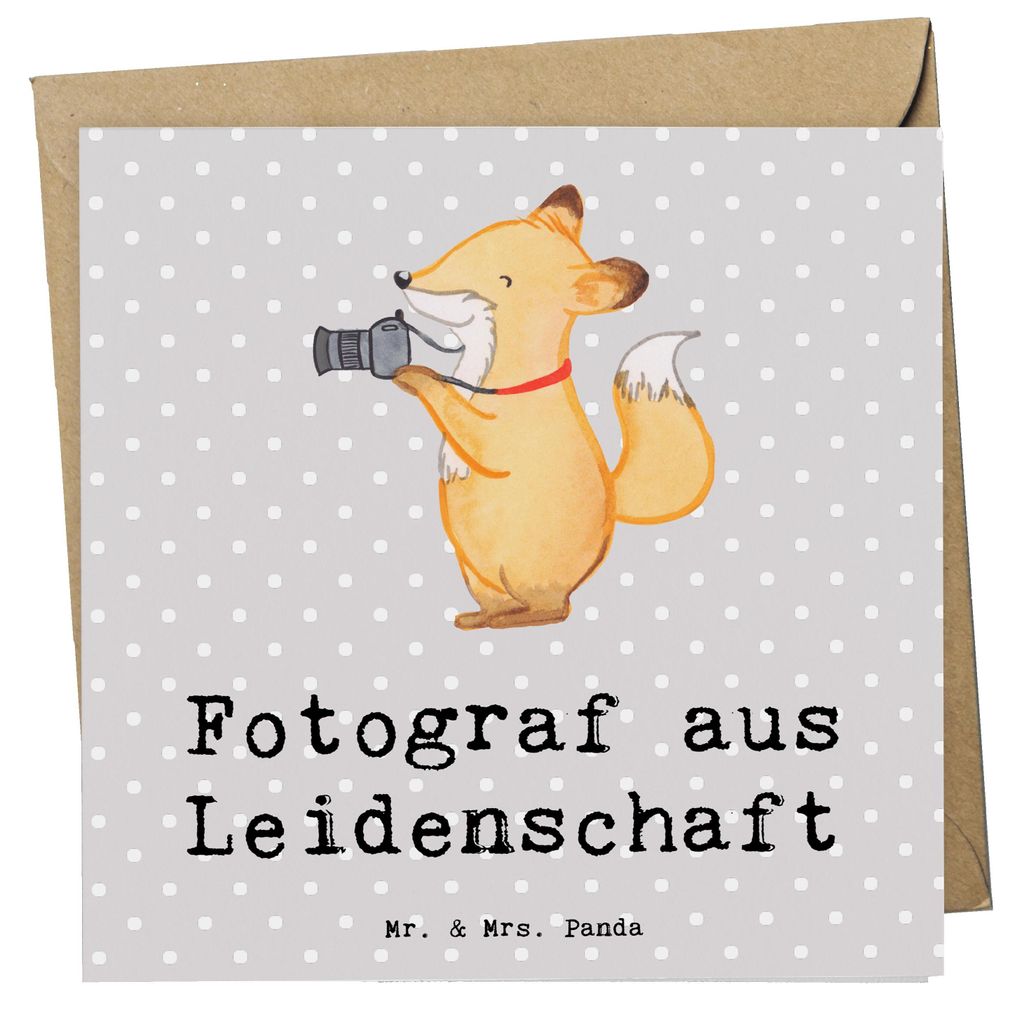Mr. & Mrs. Panda Glückwunschkarte Fotograf Leidenschaft - Grau Pastell - Geschenk, Jubiläum, Witzig, anlasskarte, Spruch, Ausbildung, faltkarte, ...