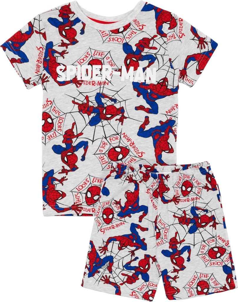 Spider-Man - Schlafanzug für Jungen kurzärmlig NS7426 (104) (Grau)