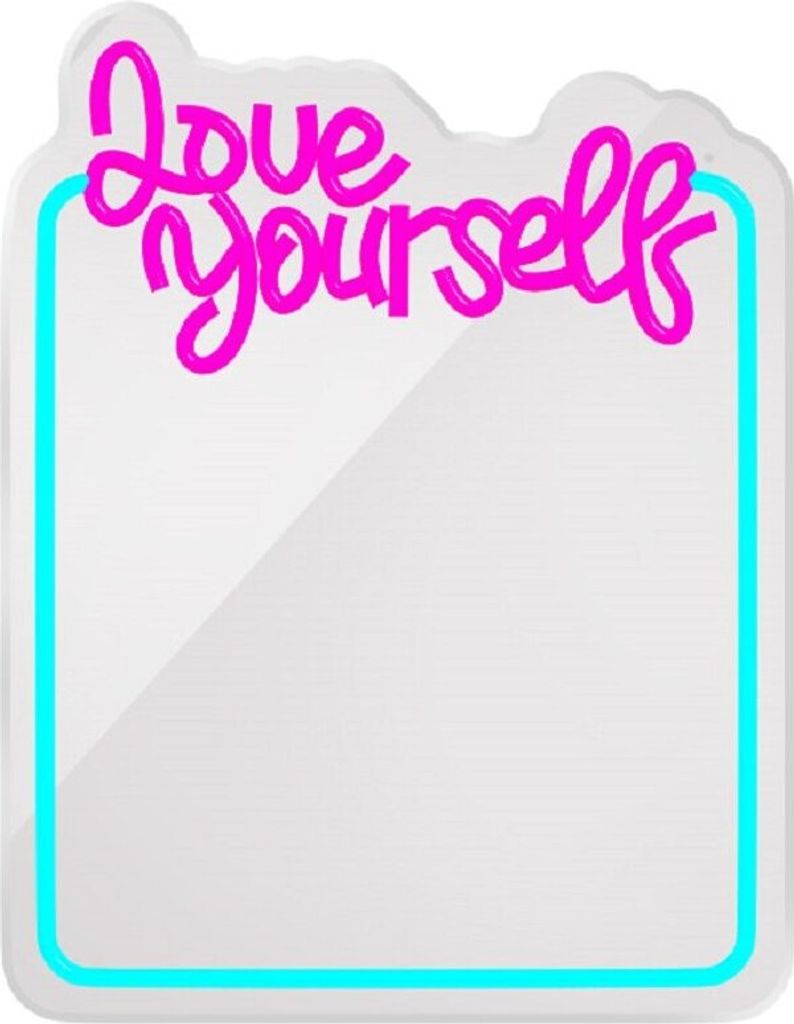 FOREVER Light Neon Mirror LED Love Yourself - Neon LED Multicolour Decorative - Neon LED Mirror USB - Perfect for el Home and Professional Spaces -...