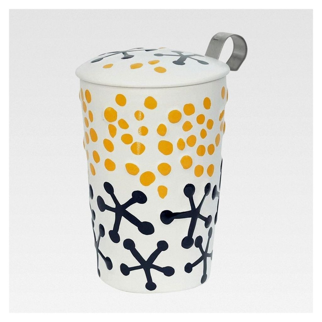 Teaeve doppelwandiger Becher aus Porzellan mit Deckel und Edelstahlsieb, BPA-frei, 350ml