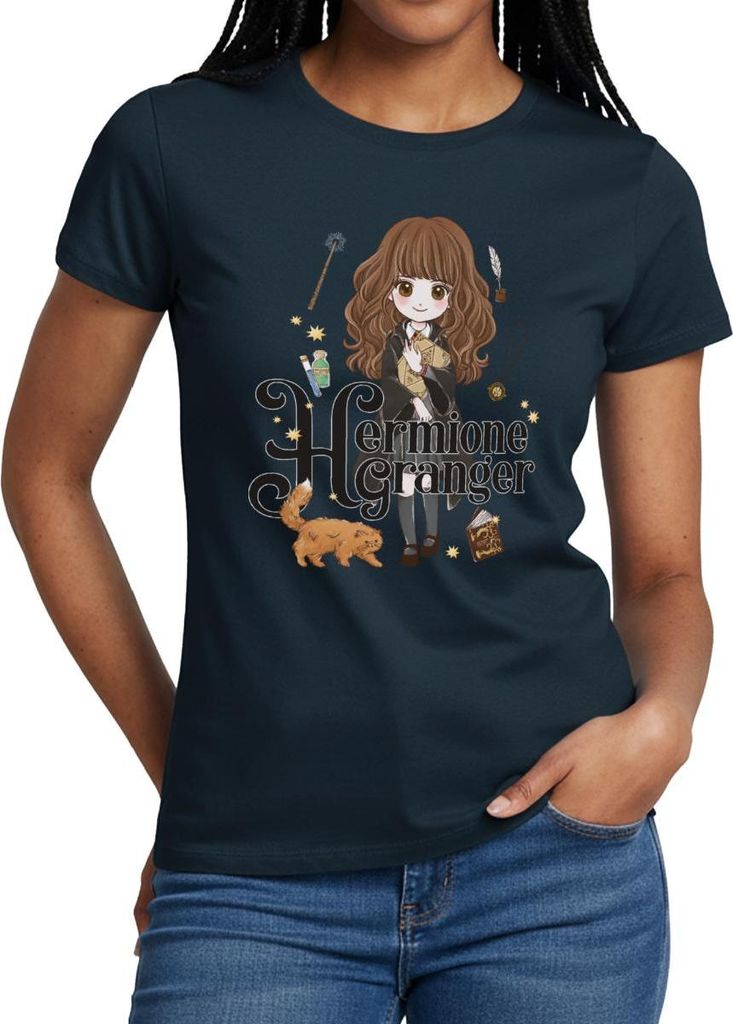 Spreadshirt Harry Potter Hermine Granger Chibi Frauen T-Shirt, S, Navy