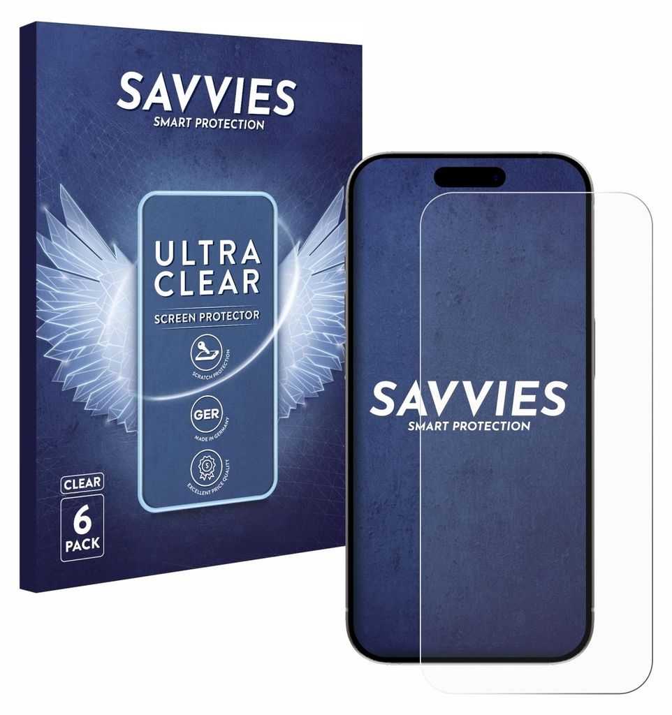 6x Für Apple iPhone 15 Pro Schutzfolie Savvies Displayschutz Display Schutz Folie Klar Transparent