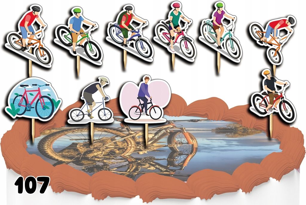Zápichy na tortu dekorácia sada - Bicykle Bicykel 10 ks Obrázok produktu 