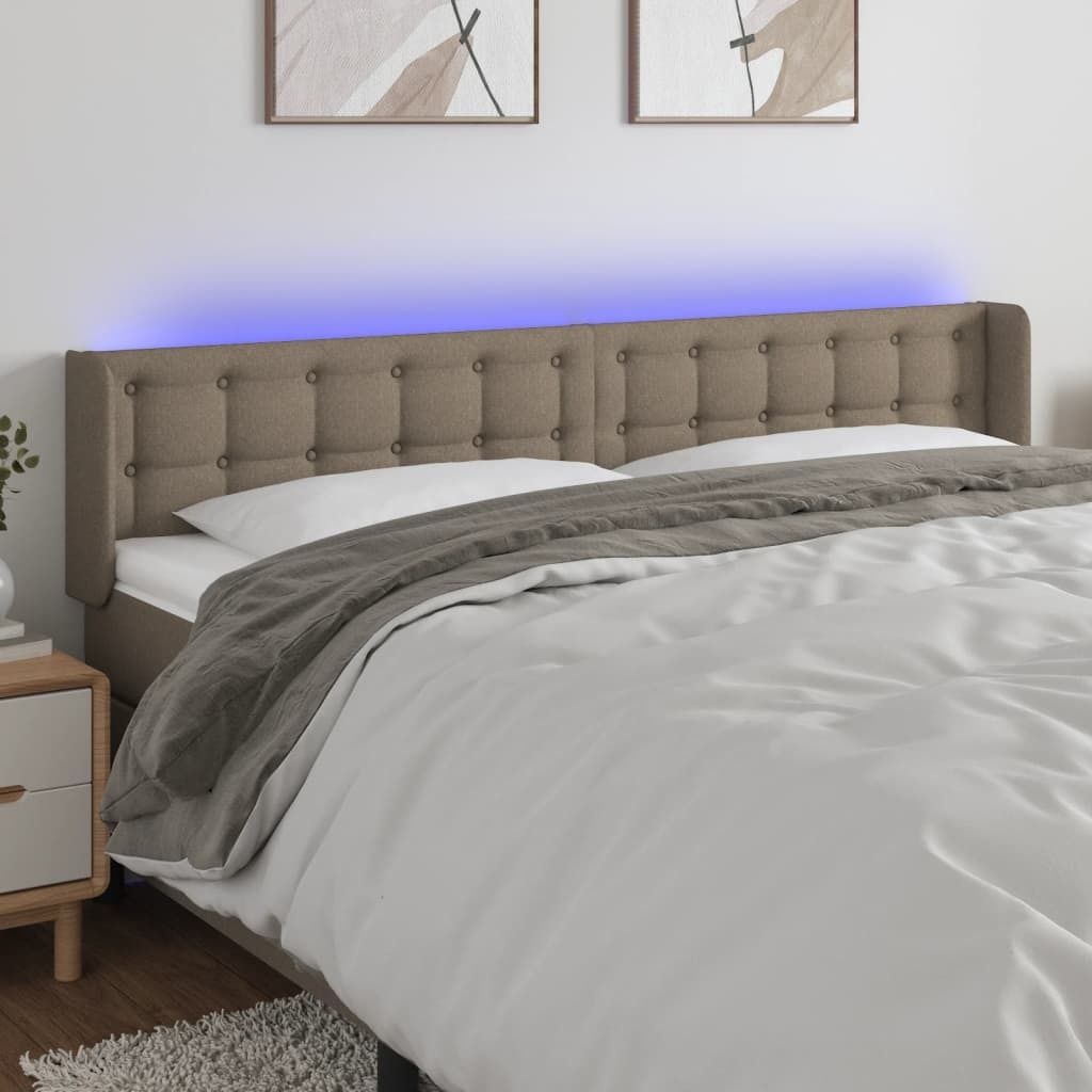 Maison Exclusive - LED Kopfteil Taupe 203x16x78/88 cm Stoff