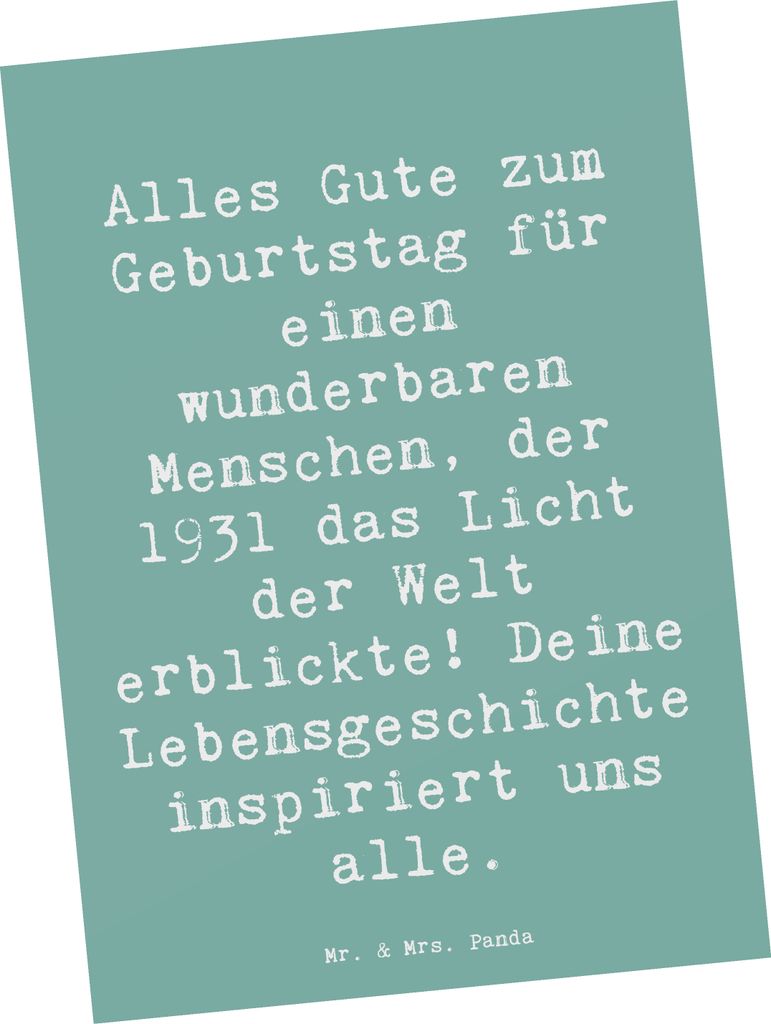 Mr. & Mrs. Panda Postkarte Spruch 1931 Geburtstag - Meeresbrise - Geschenk, Alter, Fotokarte, Ansichtskarten, das Licht der Welt erblickte, Ansicht...