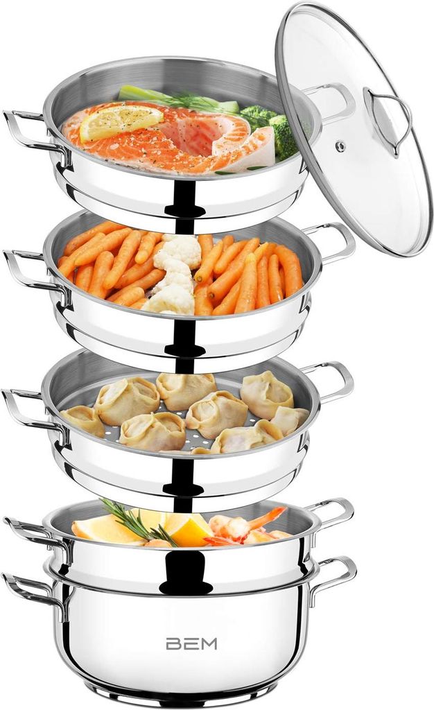 BEM Dampfkocher: 6-tlg Set aus Edelstahl 18/10, Ø 26 cm, Produktbild 