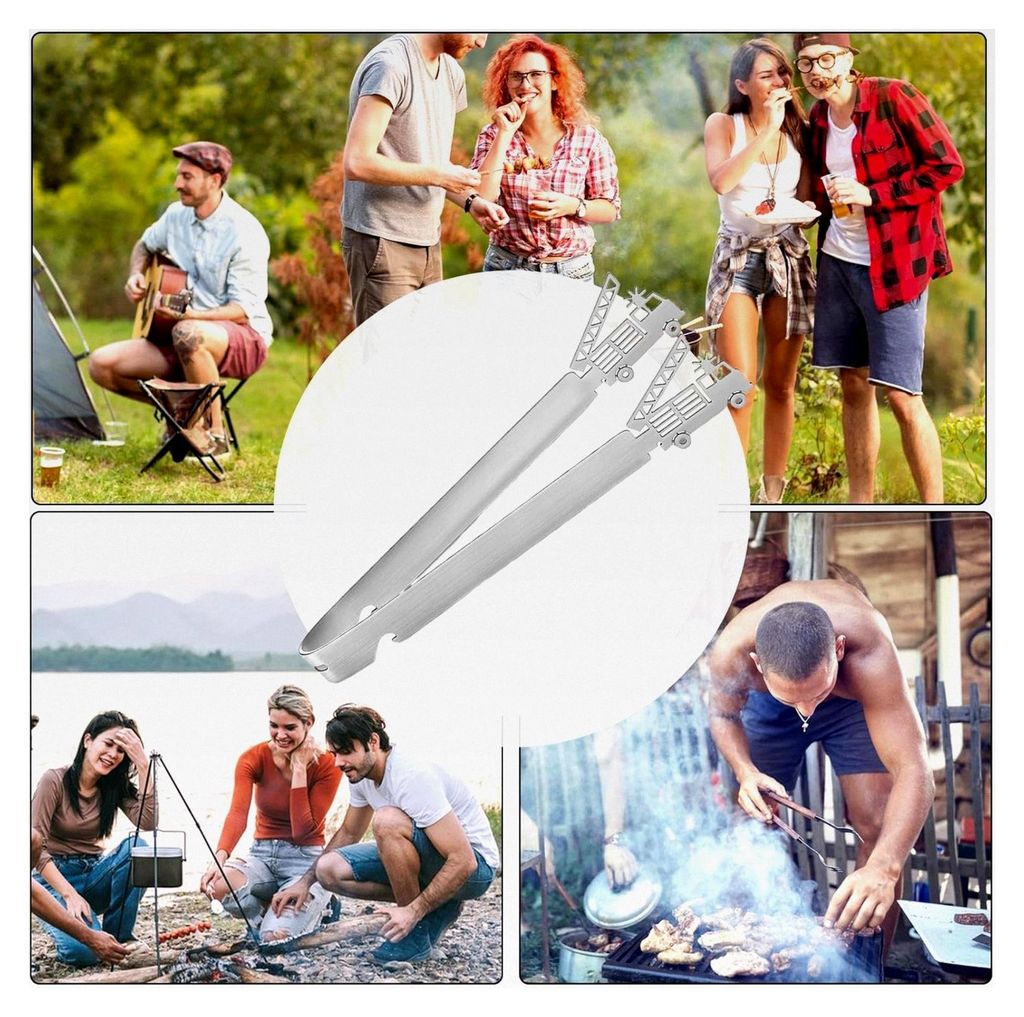 Edelstahlzange, 29 cm, Feuerwehrauto-Design, spülmaschinenfest, Grillwerkzeug – robuste Grillzange für Männer, Vater, Zuhause, Küche, Innen- ...