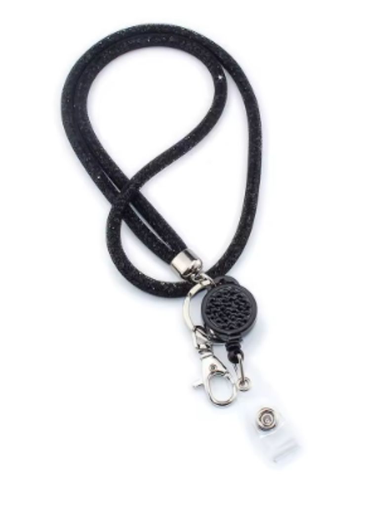 1x SCHWARZ Schlüsselband Umhängeband Lanyard & Ausweisjojo Zipper & Karabinerhaken Ausweise Autoschlüssel Zugangskarten Bling Kristalle