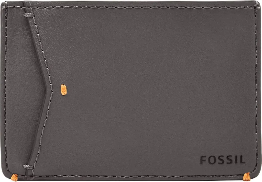 FOSSIL portacarte Joshua Vegan Cactus Card Case Lead Gray grigio