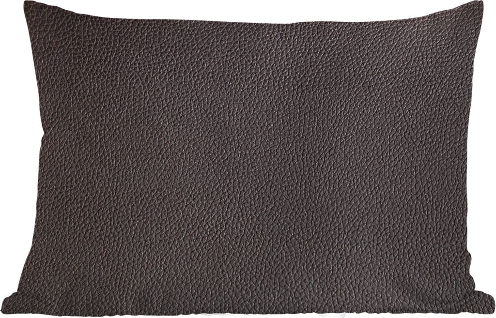 MuchoWow Outdoor Kissen - Leder - Lederoptik - Schwarz - Hell - 50x30 cm - Wetterfest - Lounge Kissen - Sofa kissen - Wohnzimmer Dekoration