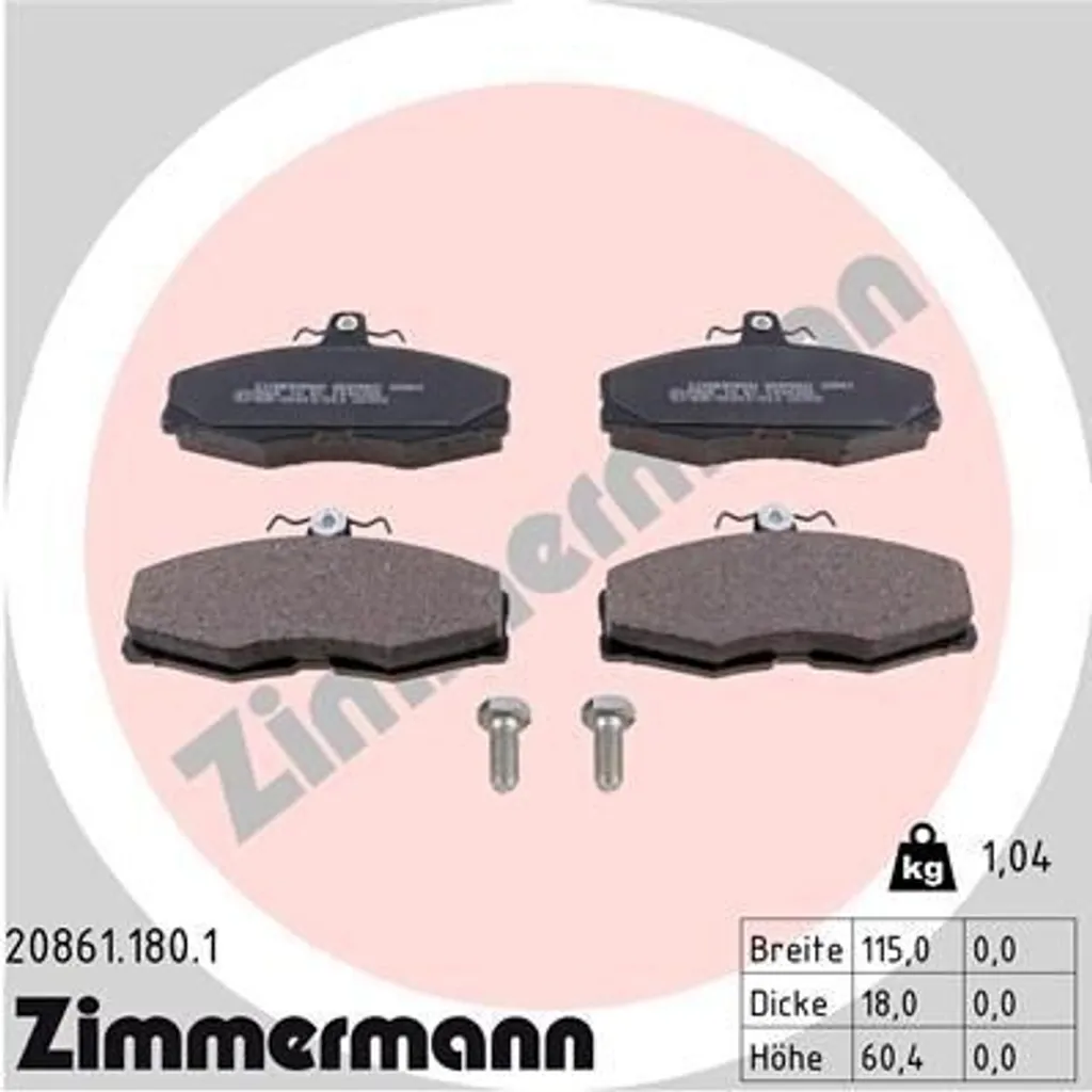 Kit Freinage Felicia 6U Plaquettes Zimmermann 20861.180.1 Idéal Quotidien