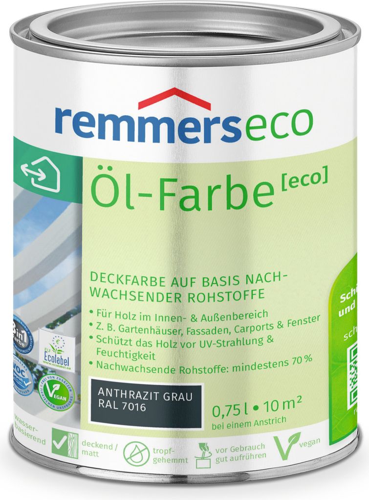 Remmers Öl-Farbe [eco] anthrazitgrau (RAL 7016) 0,75 l, Produktbild 