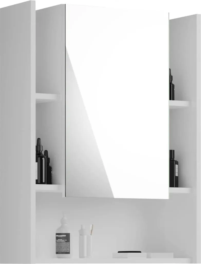 Meuble Miroir Salle de Bains Venice 60 cm - Rangement Mural Blanc Laqué