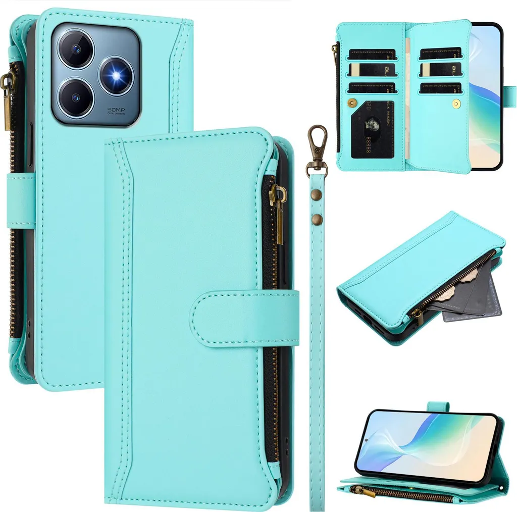 Custodia Portafoglio Realme C63 C61 Note 60x Verde Menta con Cerniera
