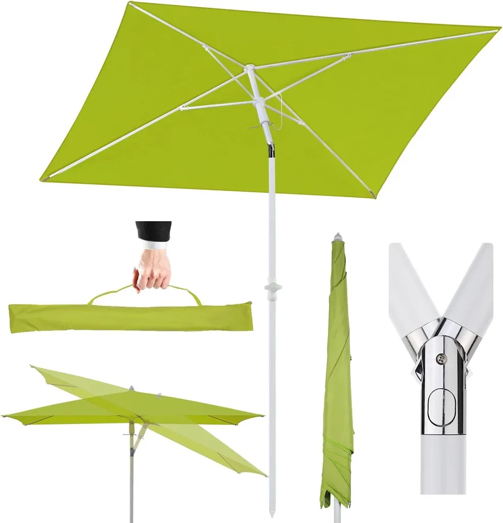 Parasol rectangulaire orange UPF 50+ réglable en hauteur avec housse