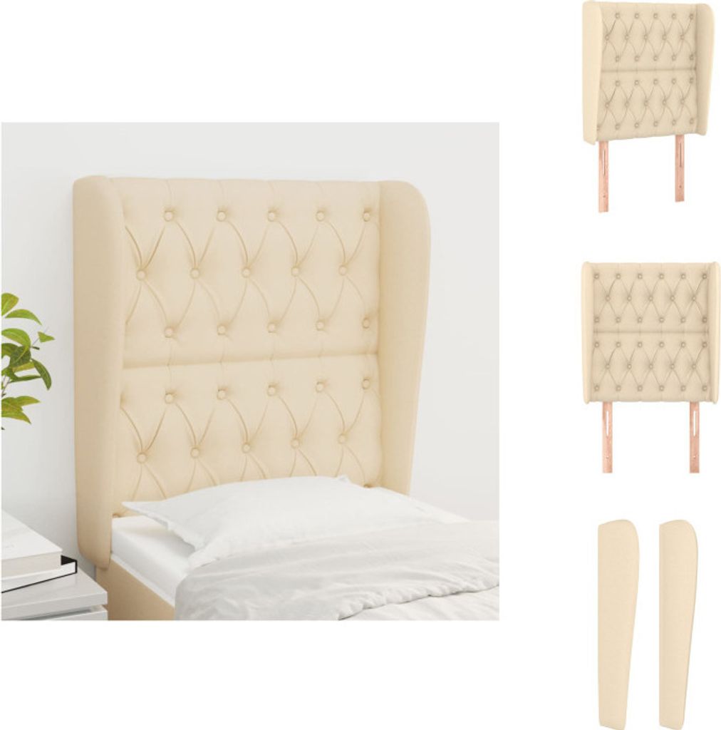 vidaXL Kopfteil mit Ohren Creme 83x23x118/128 cm Stoff -  Produktbild 