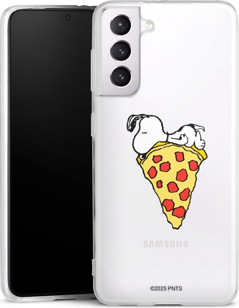 DeinDesign Handyhülle für Samsung Galaxy S21 5G Silikon Hülle Case Smartphone Schutzhülle Pizza Peanuts Snoopy