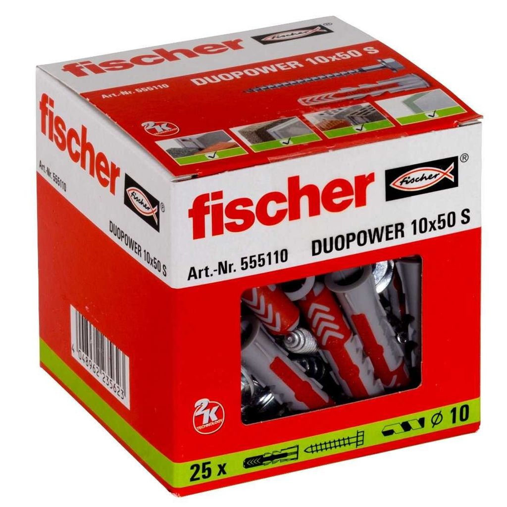 Fischer 25 Stk. Dübel mit Schrauben DUOPOWER 10 x 50 S Produktbild 