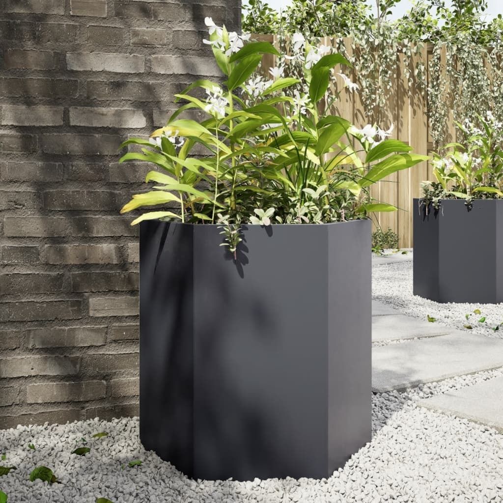 Maison Exclusive - Pflanzkübel Anthrazit Sechseckig 46x40x45 Stahl