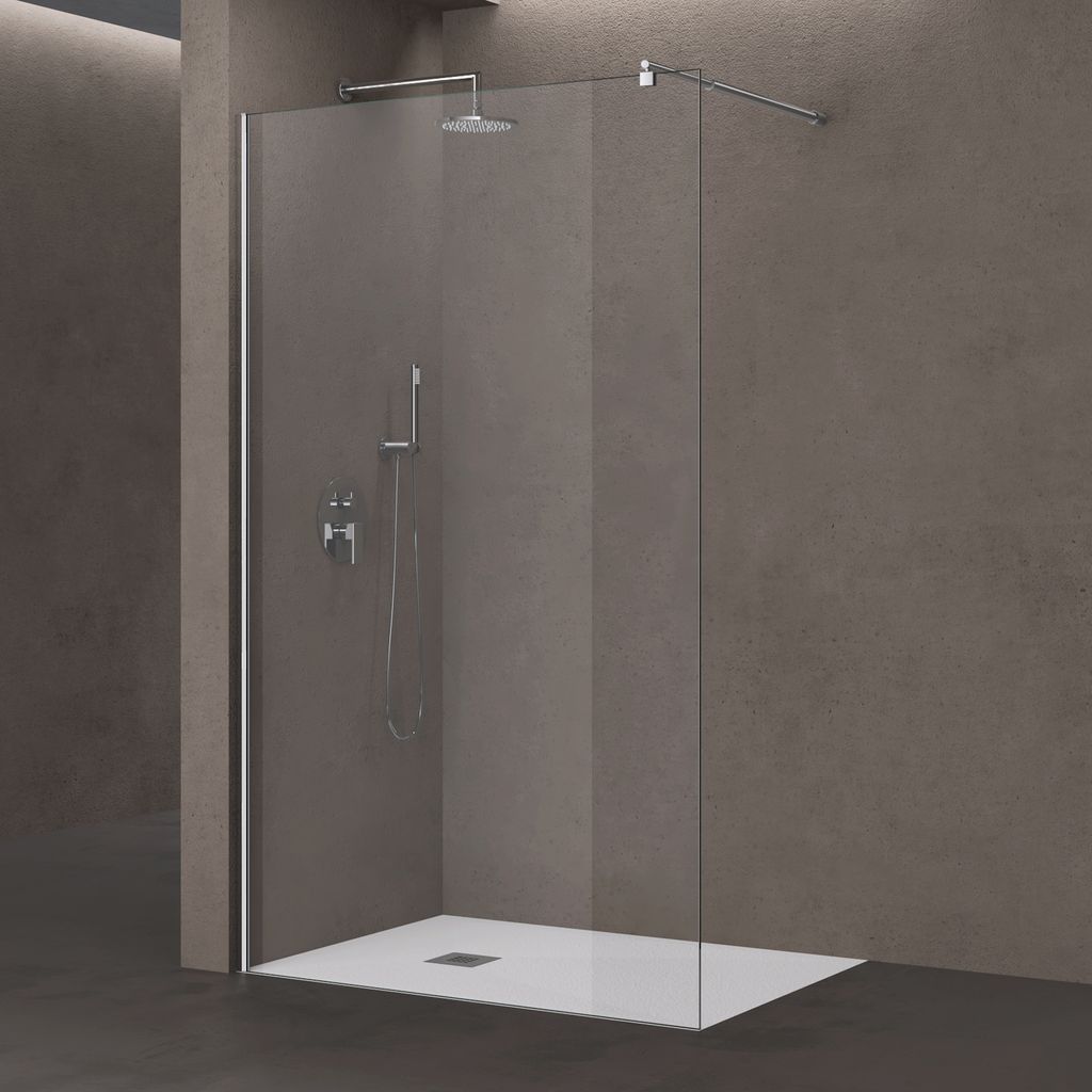 doporro Luxus Duschwand für Dusche Duschabtrennung 140x200cm Walk-In Dusche 8mm ESG-Sicherheitsglas Klarglas inkl. Nanobeschichtung Bremen01K