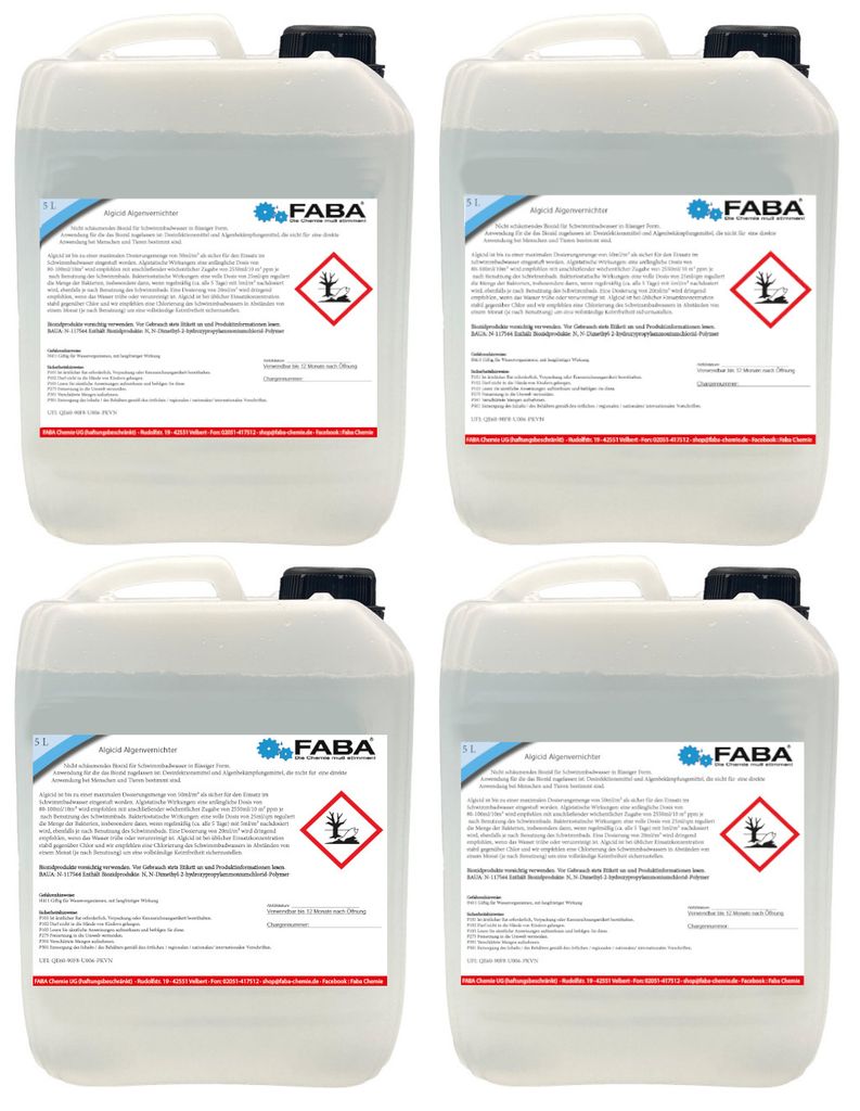 FABA Algizid, Algicid, Algenverhütung, Algenex 4 x 5 Liter