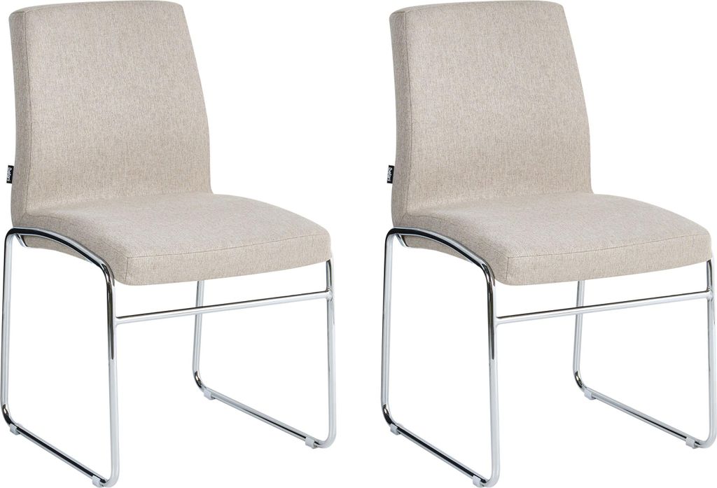BELIANI Esszimmerstuhl 2er Set Beige aus Stoff Gepolstert ohne Armlehnen mit Metallgestell Modernes Design Polsterstuhl für Esszimmer Küche