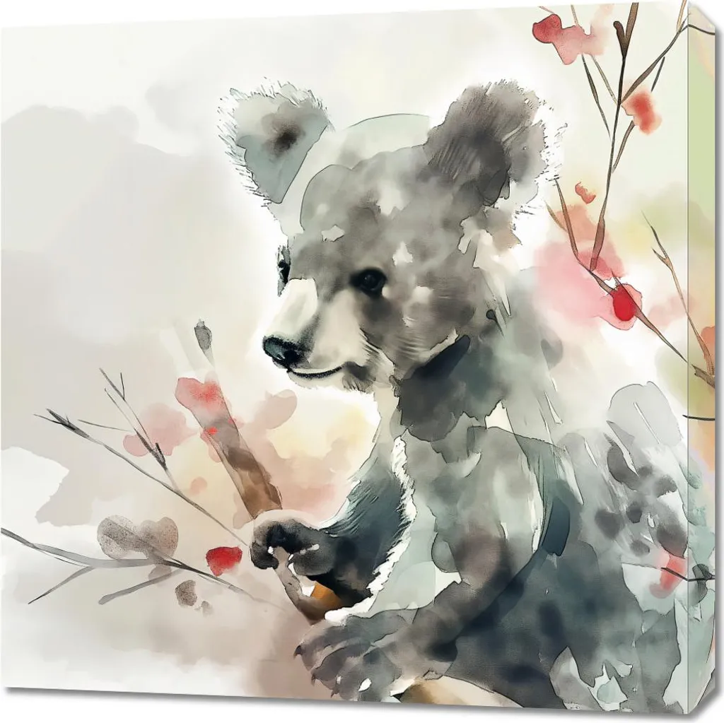 Quadro Cameretta Neonato Koala 70x70 - Stampa su Tela Acquerello