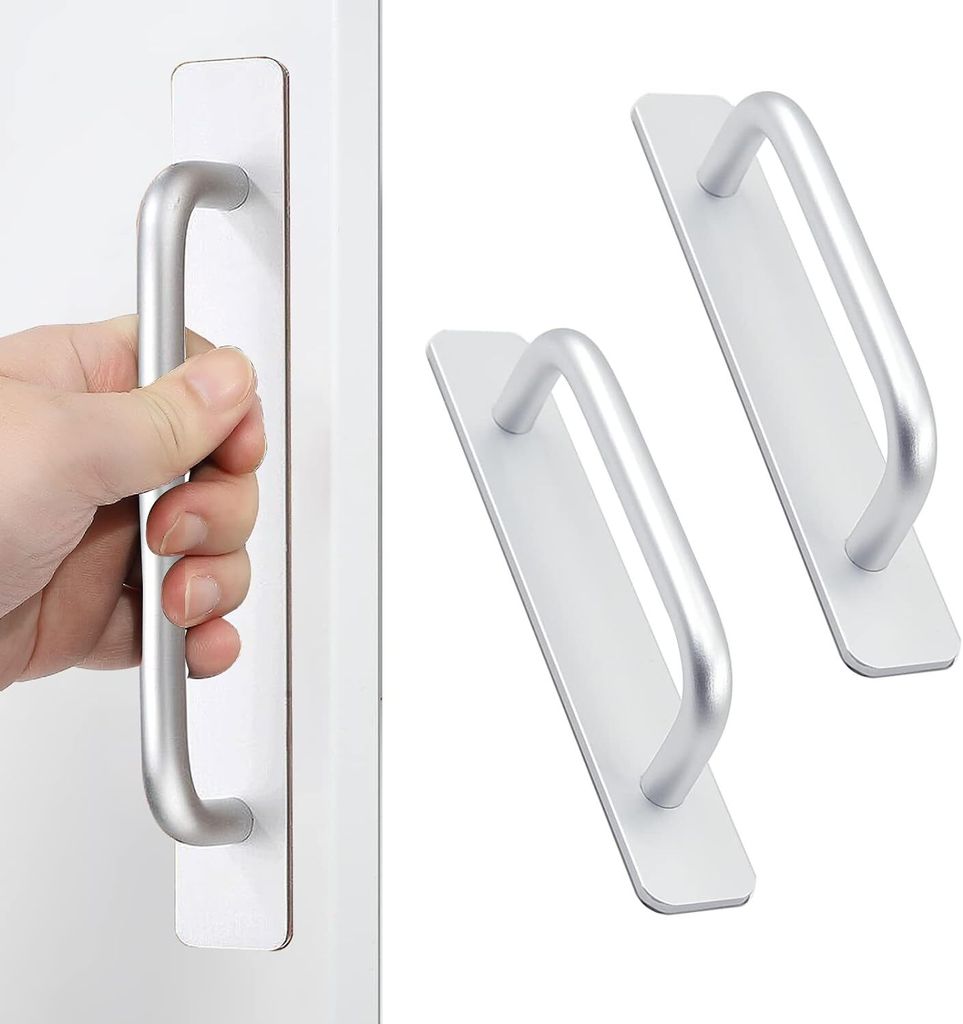 2 Stück Selbstklebende Möbelgriffe, Aluminium Schrankgriffe, Schubladengriffe, Türgriffe, Ohne Bohren Griff für Kleiderschrank, Küche(148mm,Si...
