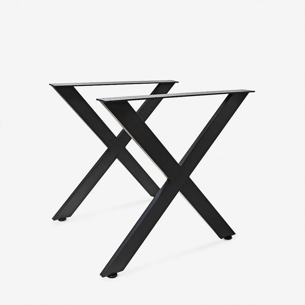Pieds de table en acier noir design croix 75x71cm Nible ultra stable