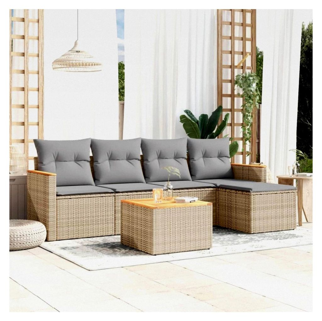 Ecklounge für den Balkon mit Stauraum, Gartenlounge für kleine Balkone, Rattan Sofa für den Außenbereich