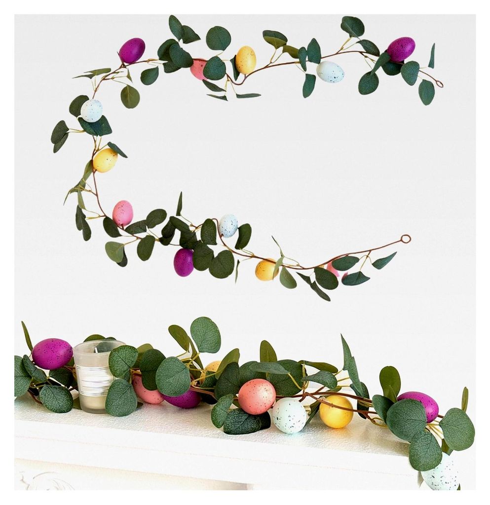 Künstliche Bunte Eier Girlande - Dekoration für Fenster, Türen, Wände, Wohnzimmer, Tische, Haus, Wohnung, Küche, Büro und Außenbereich