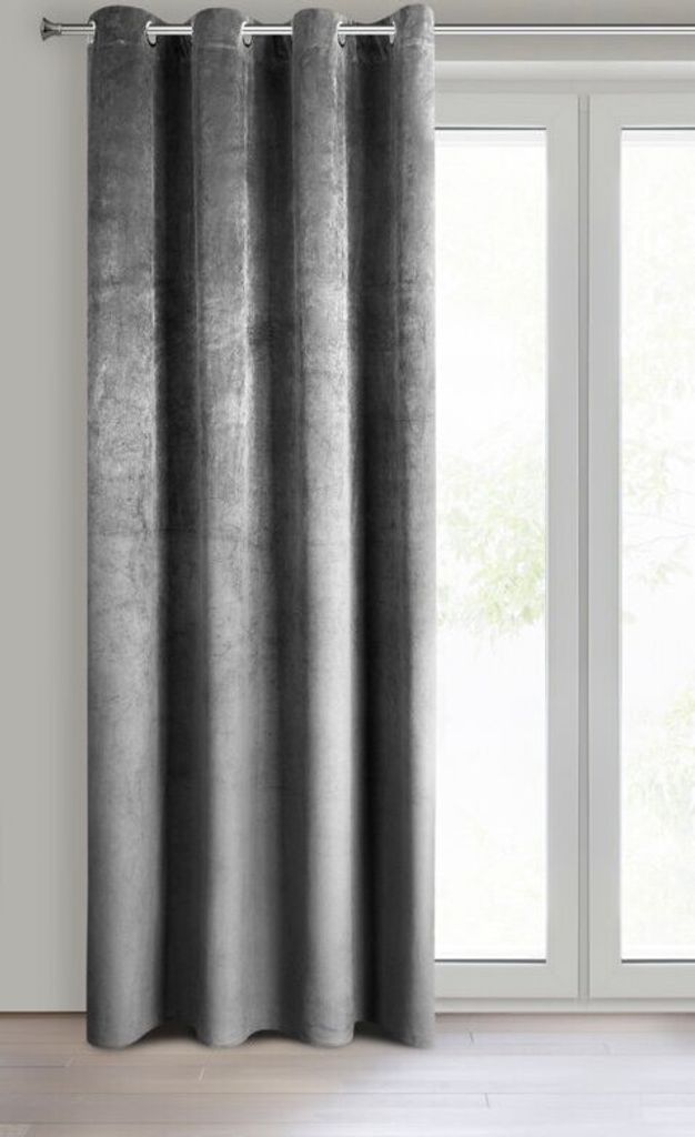 Vorhang PIERRE stahl 140x250 cm Ösen Ösenvorhang
