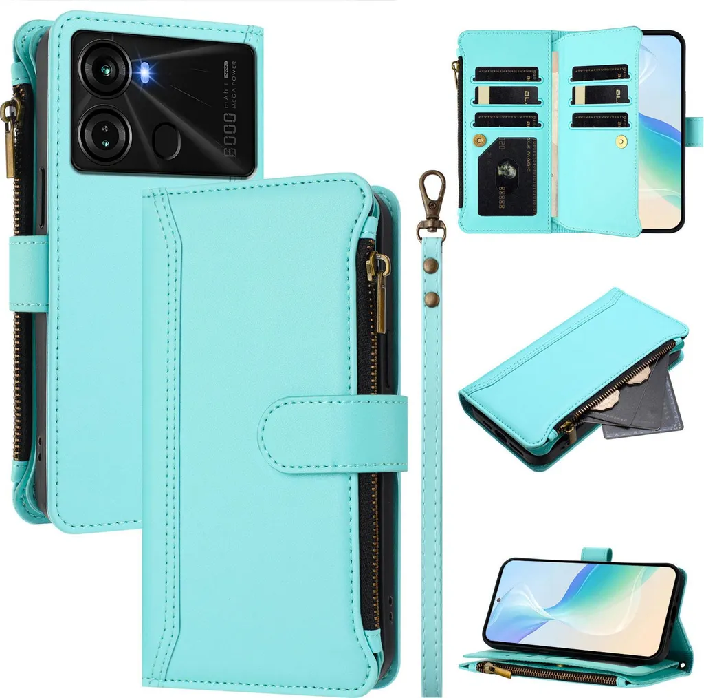 Cover Itel P40 per Mamme - Custodia Portafoglio con Zip Sicura