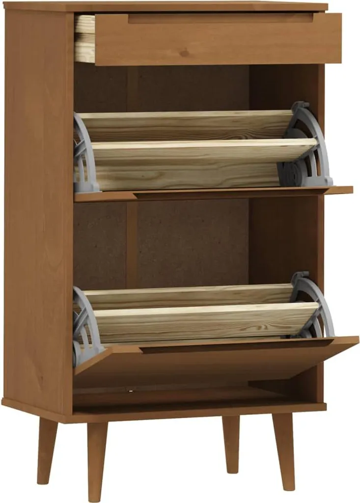 Rangement chaussures compact pin massif MOLDE pour entrée - Marron - 5