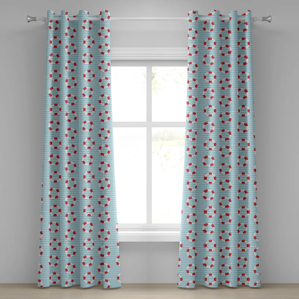Paire de Rideaux Décoratifs à Motif Marin 280x175cm pour Chambre et Salon