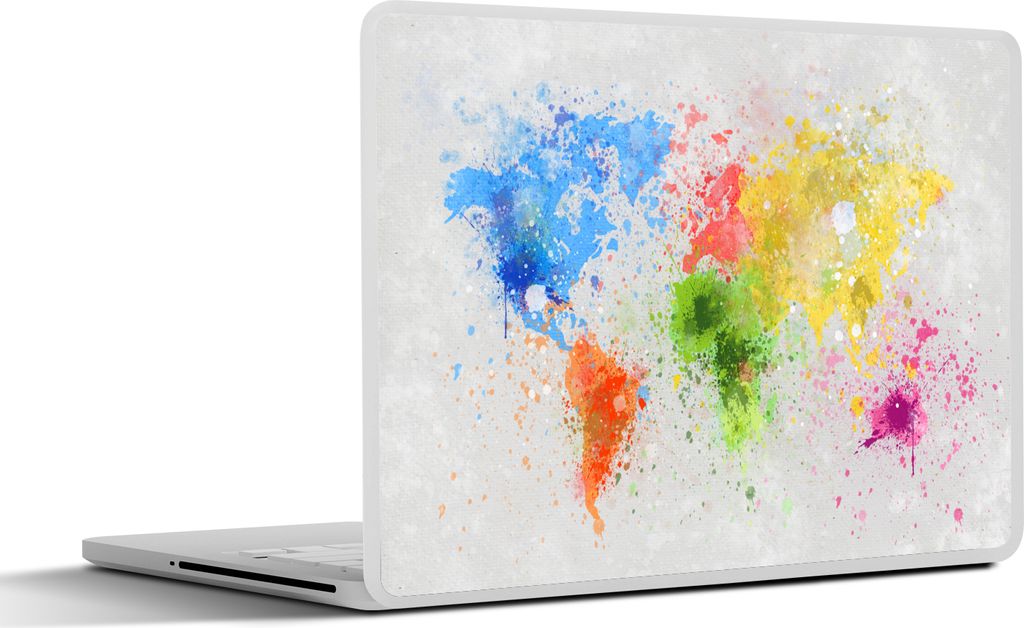 MuchoWow Laptop Aufkleber Sticker Cover Weltkarte - Abstrakt - Malen - Kinder - Jungen - Mädchen 30x22 cm - Laptop-Sticker