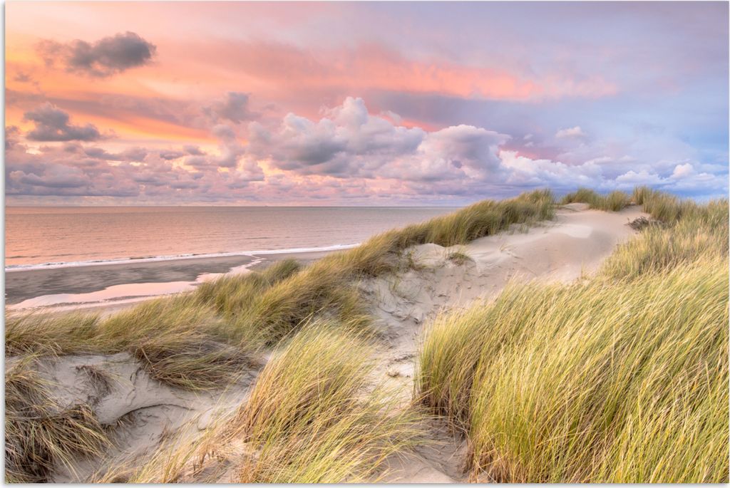 MuchoWow Poster Strand - Meer - Düne - Sonnenuntergang 180x120 cm - Fotoplakat