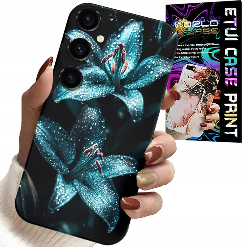 Custodia Per Samsung Galaxy S24 - Custodia Fiori Gigli Turchese + Vetro