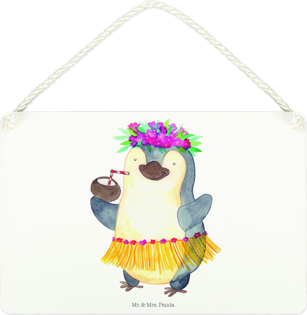 Mr. & Mrs. Panda Schild Pinguin Kokosnuss DIN A4 - Weiß - Geschenk, Wandbild Holz, Erholt, Ferien, Dekobrett, Holzschild, Aloha, holzbild, Türsch...