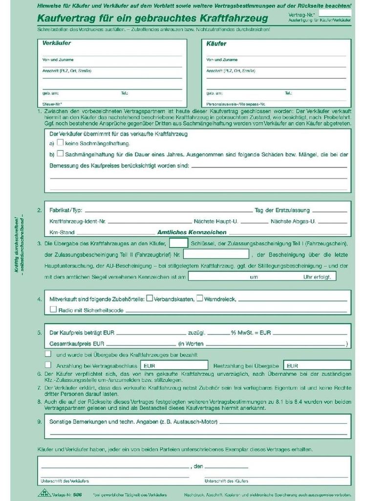RNK Verlag 586/10 Contratti di vendita di autoveicoli usati Immagine del prodotto 